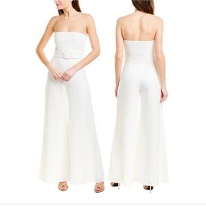 MISHA COLLECTION White Jumpsuit with Textured Wide-Leg Design. New with tag